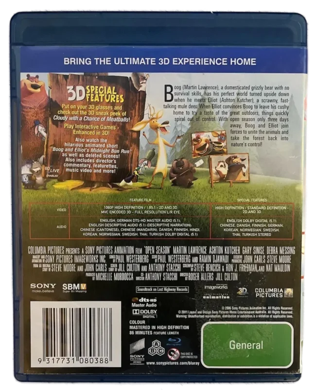 Open Season 3D Blu-Ray - Bluraystore.com.au