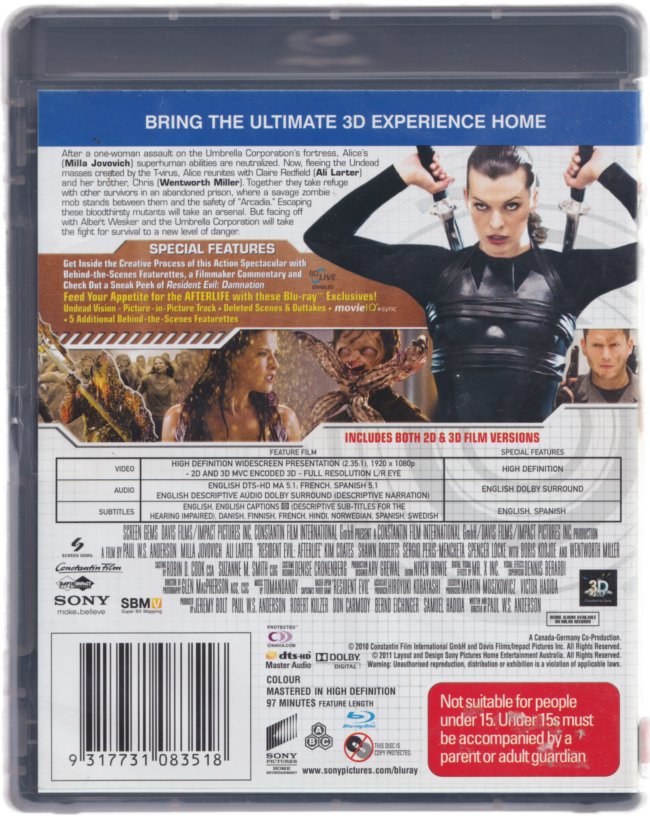 Resident Evil Afterlife 3D BR B (2) Resident Evil: Afterlife 3D Blu-Ray