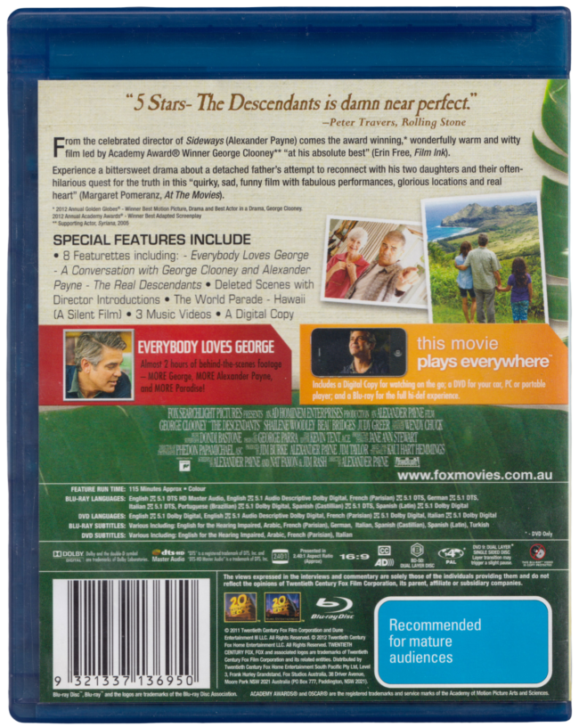 The Descendants Blu-Ray + DVD