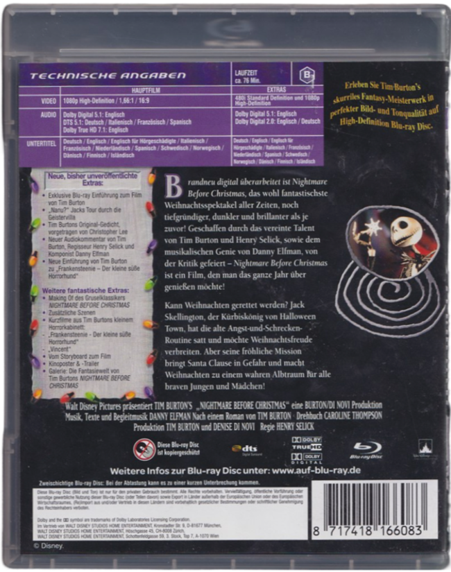 The Nightmare Before Christmas Blu-Ray  [Region B]