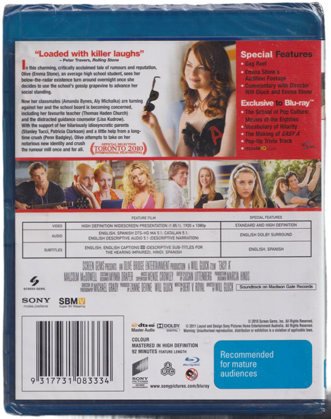 Easy A Blu-Ray New
